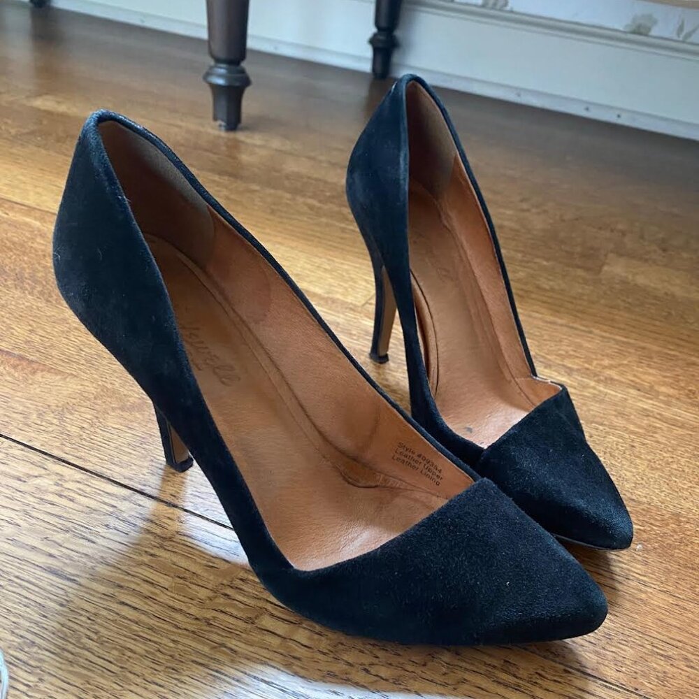 Madewell black suede heels size 7.5